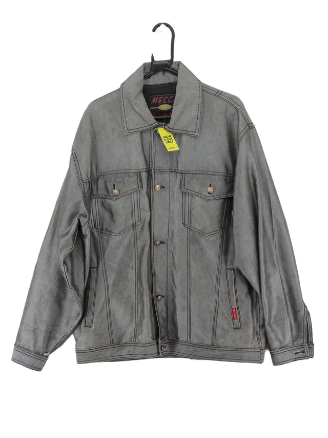 Vintage Men's Jacket L Grey Cotton with Polyester
