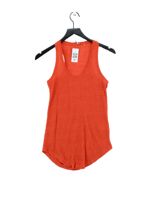 IRO Women's T-Shirt UK 6 Orange 100% Silk