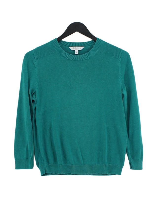 L.K. Bennett Women's Jumper S Green Silk with Cotton