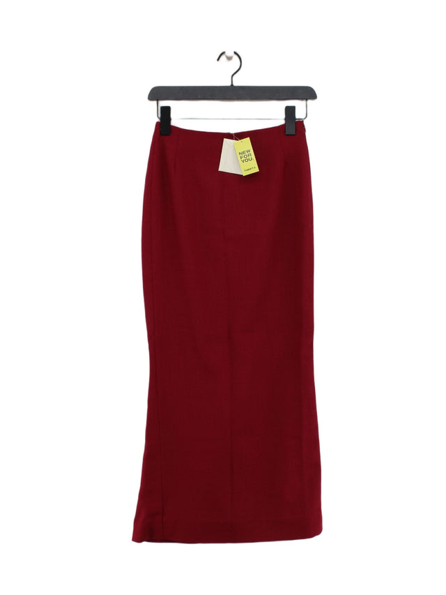 Kaliko Women's Midi Skirt UK 8 Red 100% Wool
