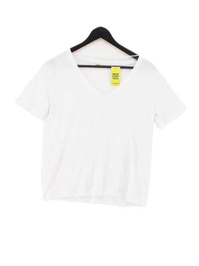 Pull&Bear Women's T-Shirt S White 100% Cotton