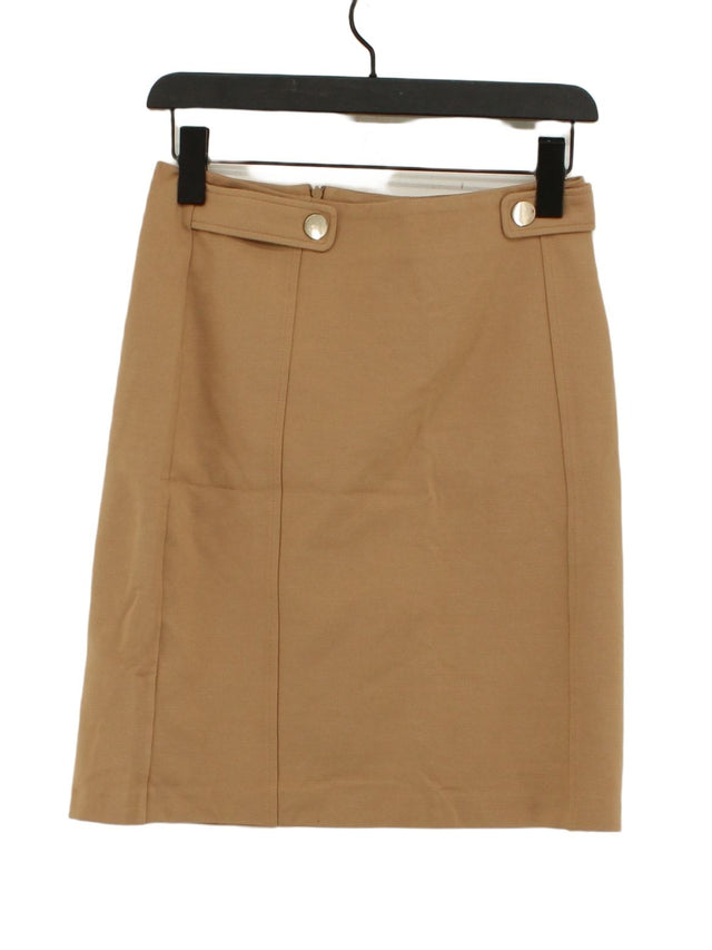 M&Co Women's Midi Skirt UK 8 Tan Viscose with Elastane, Nylon, Polyester