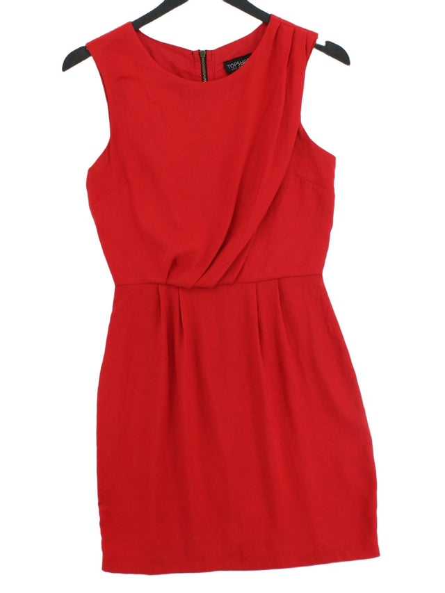 Topshop Women's Midi Dress UK 6 Red 100% Polyester