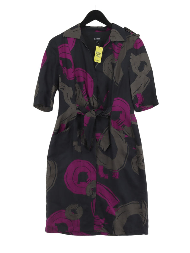 Hobbs Women's Midi Dress UK 10 Black Silk with Other