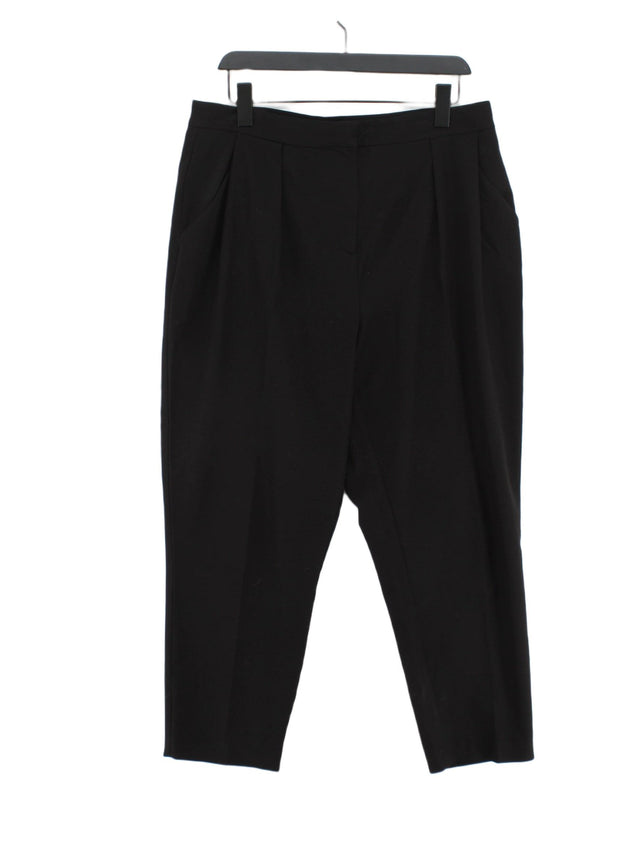 Topshop Women's Trousers UK 16 Black Polyester with Elastane, Viscose