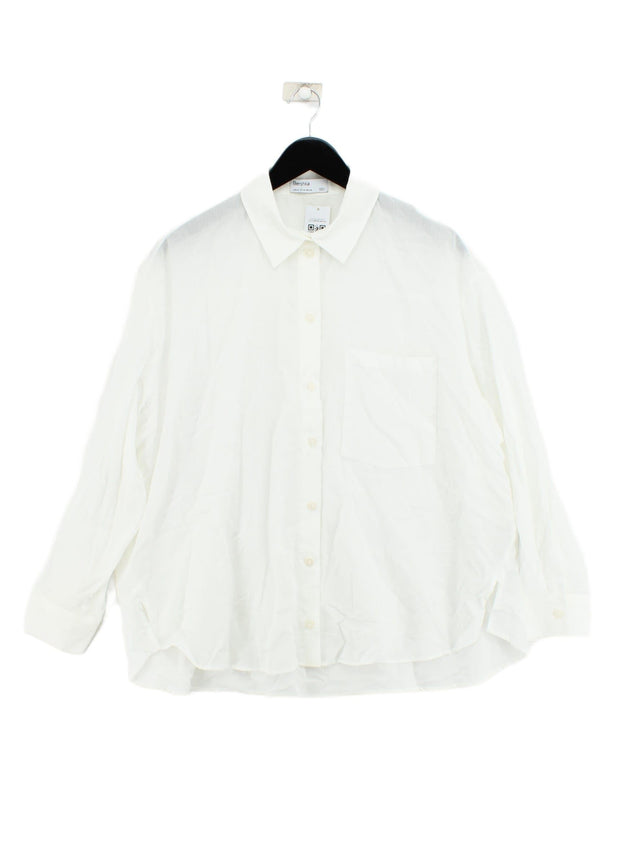 Bershka Women's Shirt M White 100% Cotton