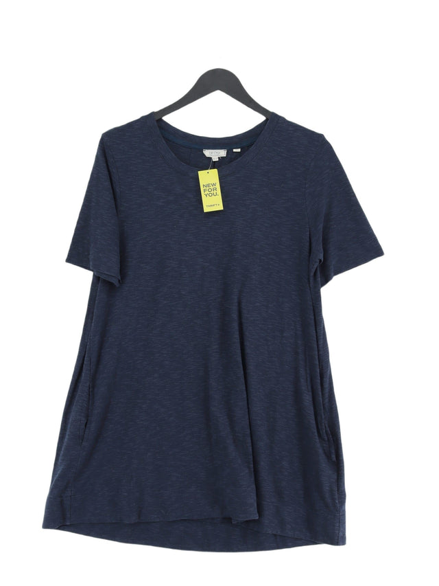 FatFace Women's T-Shirt UK 10 Blue Viscose with Cotton, Linen, Lyocell Modal