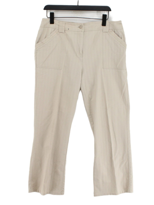 Maine Women's Suit Trousers UK 14 Cream Cotton with Elastane