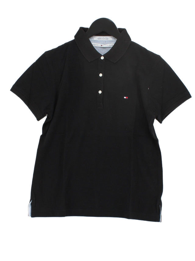 Tommy Hilfiger Women's Polo M Black Cotton with Spandex