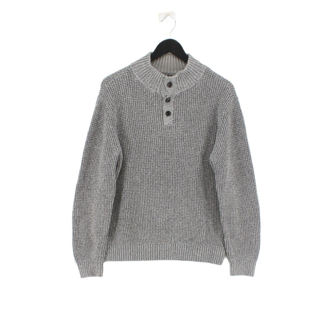 Lands End Men's Jumper M Grey 100% Cotton