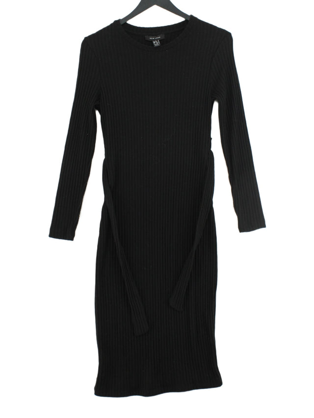 New Look Women's Midi Dress UK 8 Black Polyester with Elastane, Viscose