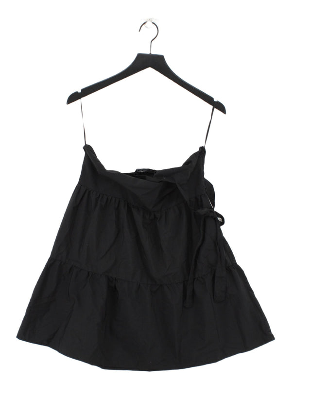 Stradivarius Women's Midi Dress L Black Polyester with Cotton