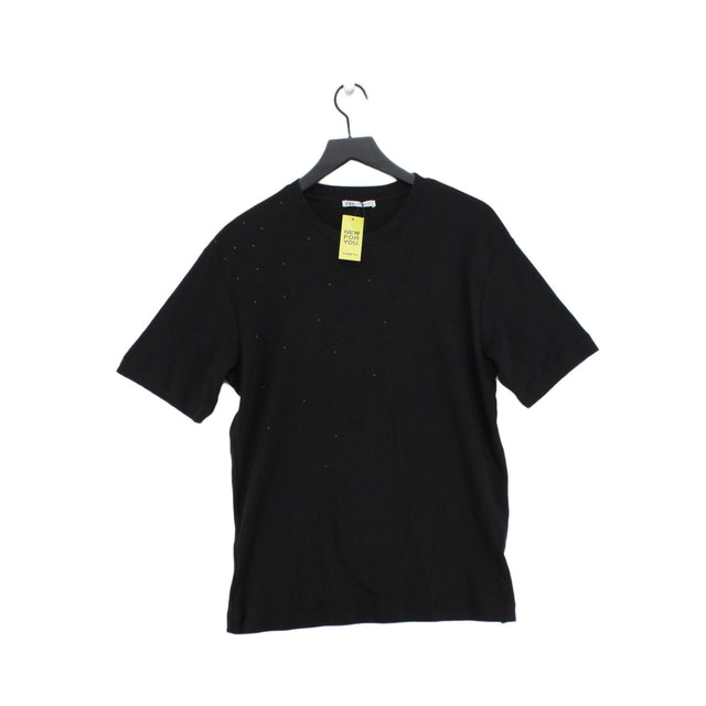 Zara Women's T-Shirt M Black 100% Cotton