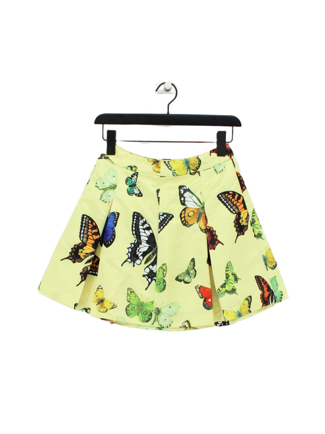 Zara Women's Mini Skirt S Yellow Cotton with Nylon
