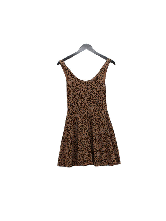 Topshop Women's Midi Dress UK 10 Brown Cotton with Elastane