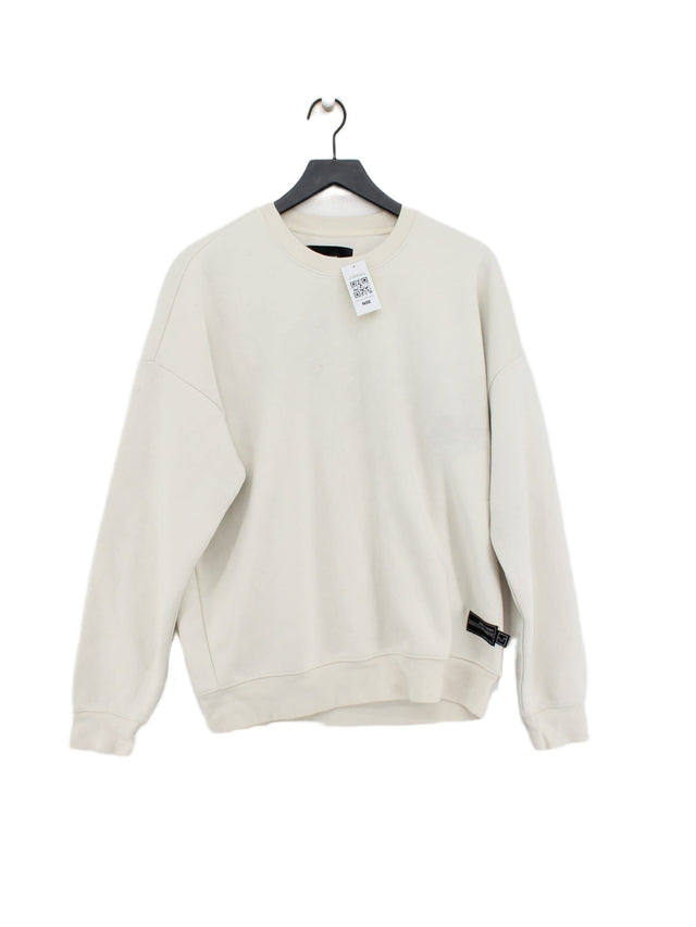 Pull&Bear Women's Jumper M Cream Cotton with Polyester
