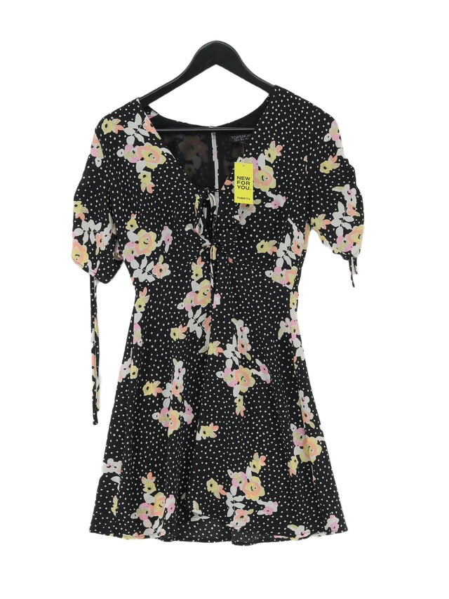 Topshop Women's Mini Dress UK 6 Black Polyester with Elastane