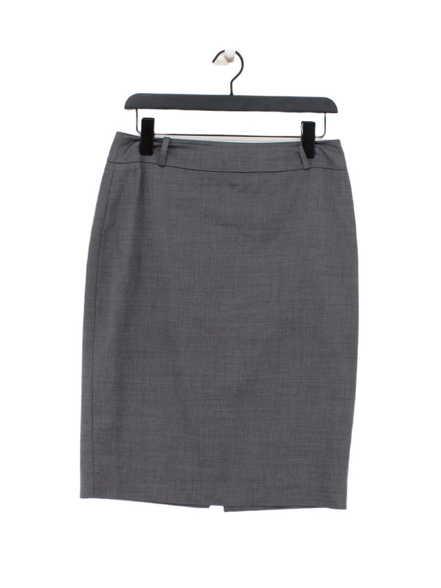 Reiss Women's Midi Skirt UK 10 Grey Viscose with Elastane