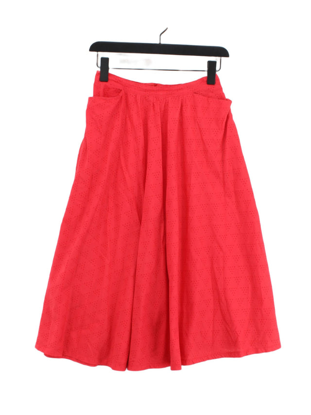 Cacharel Women's Midi Skirt UK 8 Red 100% Cotton