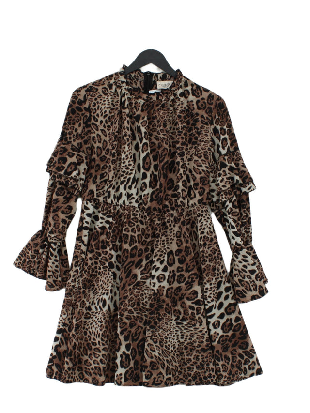 Club London Women's Midi Dress UK 8 Brown 100% Polyester