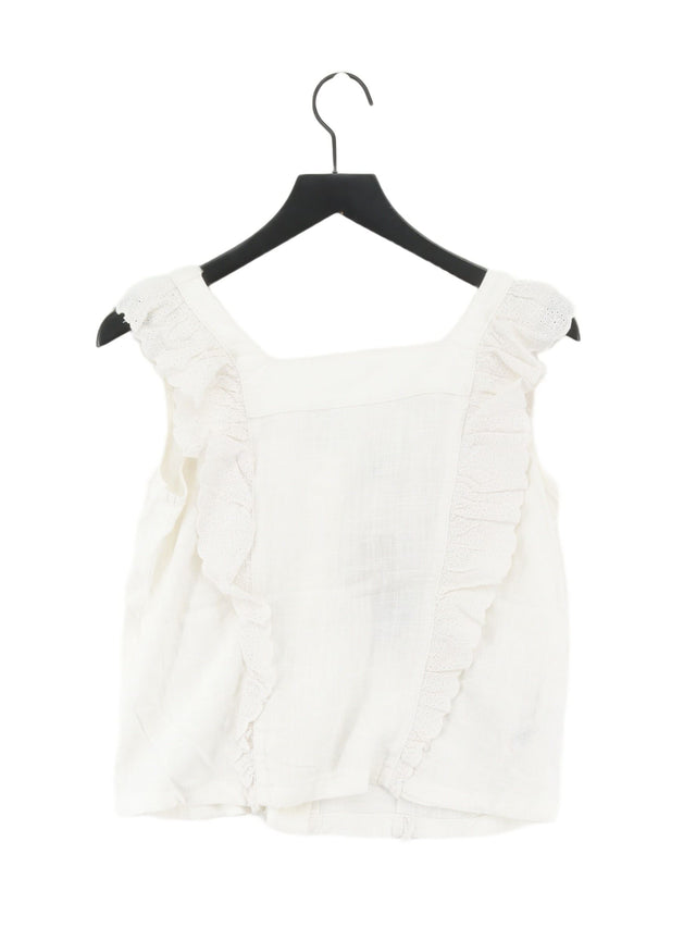 Next Women's T-Shirt UK 8 White Linen with Viscose