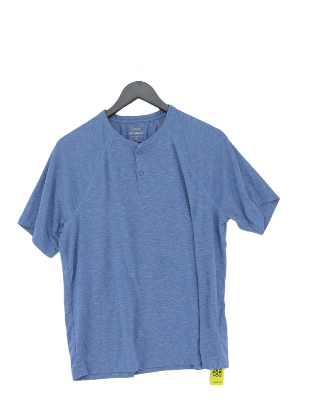 J. Crew Men's T-Shirt M Blue Polyester with Elastane