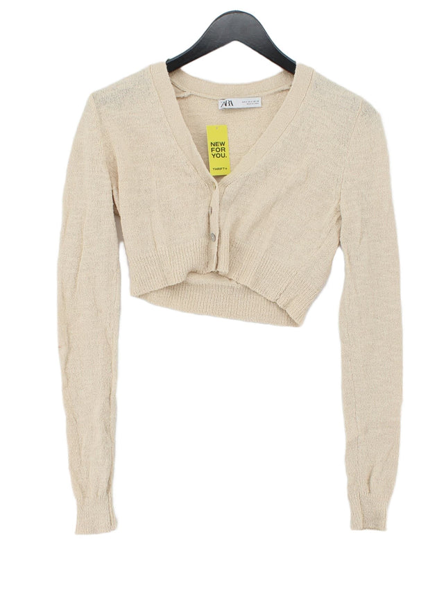 Zara Women's Cardigan S Cream 100% Other