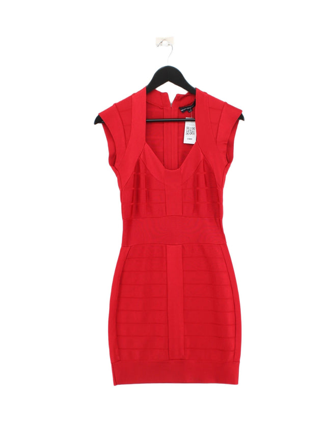 French Connection Women's Midi Dress UK 10 Red Viscose with Elastane, Polyamide