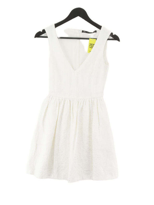 Trafaluc Women's Midi Dress S White Elastane with Cotton, Polyester