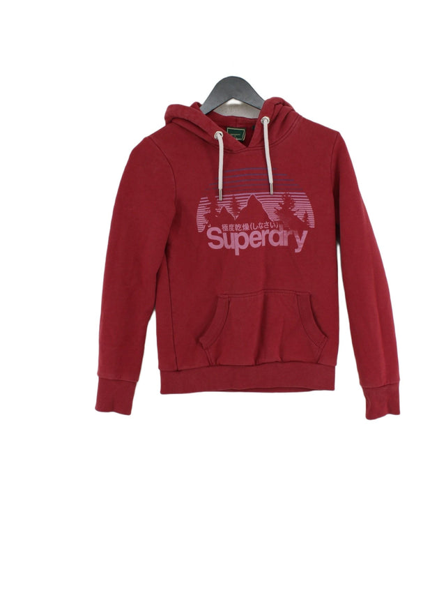 Superdry Women's Hoodie UK 8 Red Cotton with Polyester