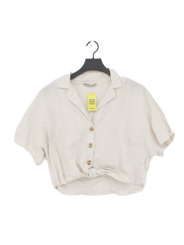 Pull&Bear Women's Shirt M Cream Linen with Cotton