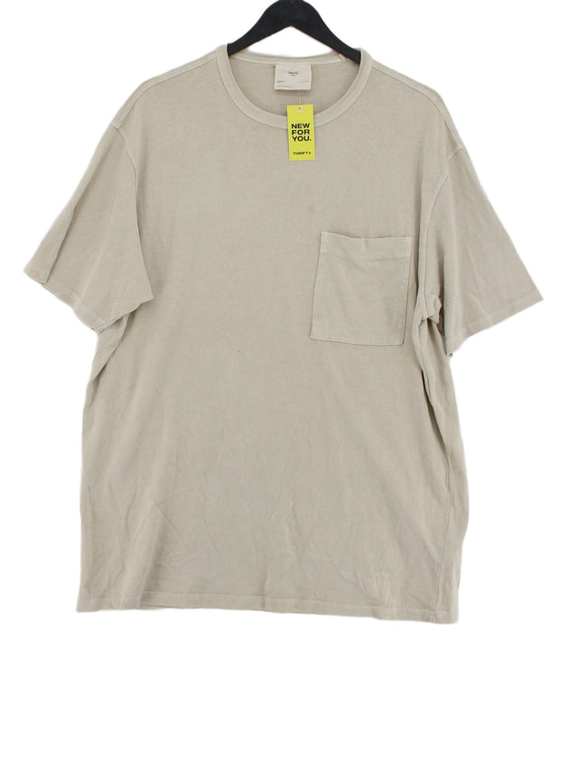 MNG Men's T-Shirt L Cream 100% Cotton