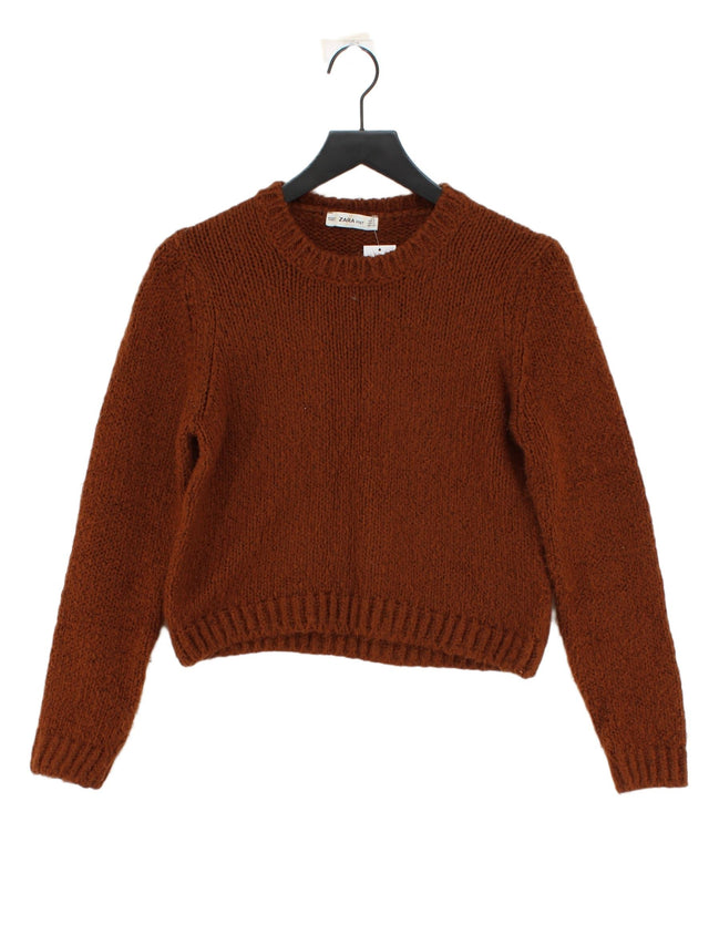 Zara Women's Jumper S Brown Acrylic with Polyester