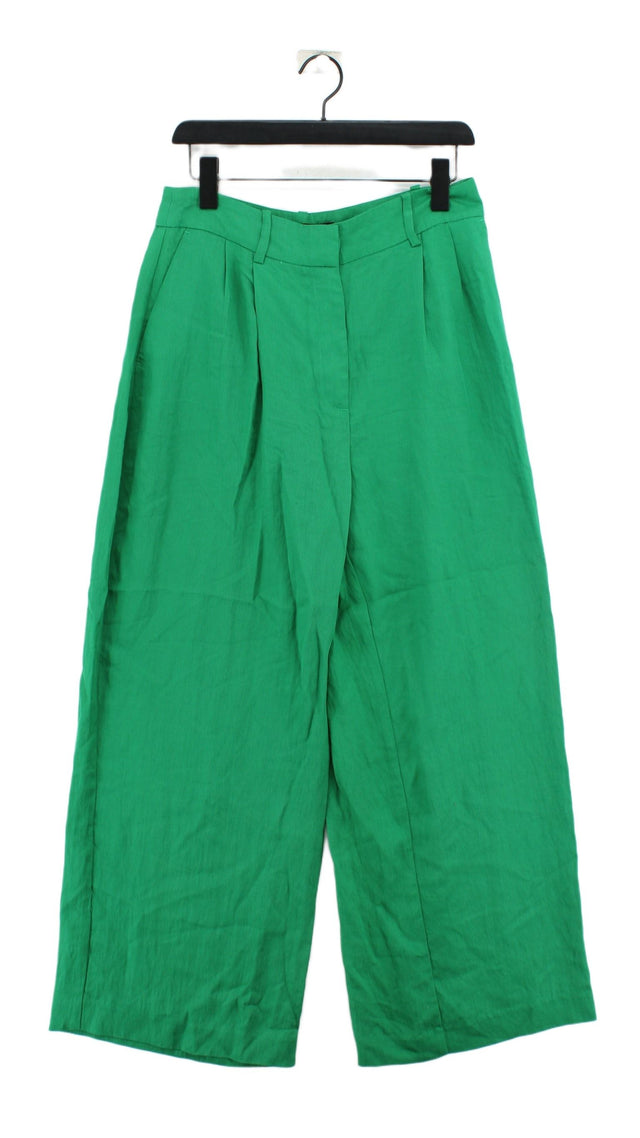 Zara Women's Suit Trousers L Green Lyocell Modal with Nylon, Viscose
