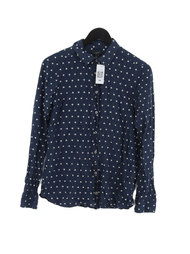 J. Crew Women's Shirt UK 8 Blue Cotton with Silk