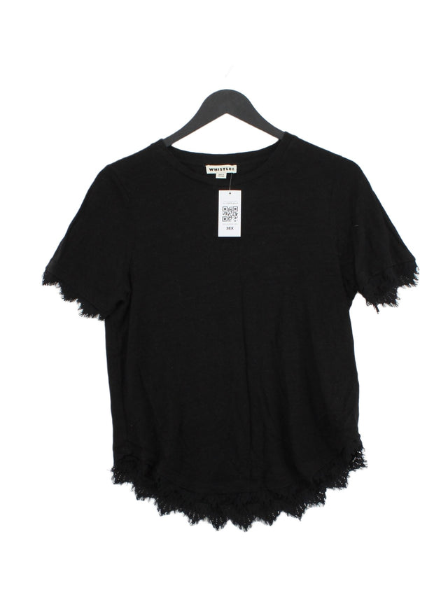 Whistles Women's T-Shirt UK 8 Black 100% Linen