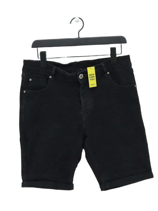 KWD Men's Shorts W 34 in Black Cotton with Elastane, Polyester, Viscose