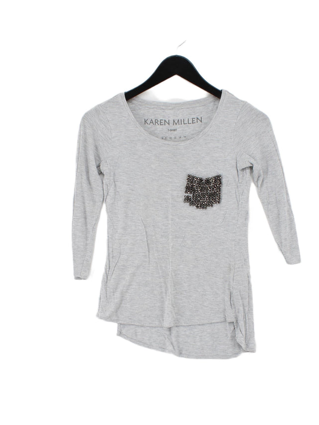 Karen Millen Women's T-Shirt UK 8 Grey 100% Viscose