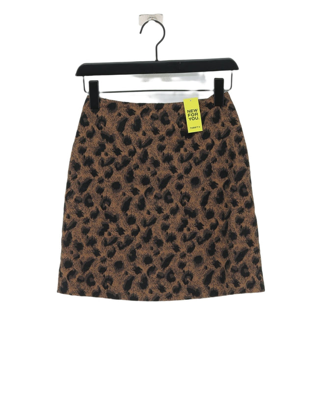 Warehouse Women's Mini Skirt UK 8 Brown Polyester with Acrylic, Viscose