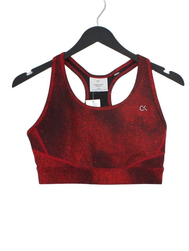 Calvin Klein Women's T-Shirt M Red Polyester with Elastane, Polyamide