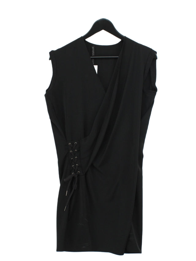 AllSaints Women's Midi Dress UK 4 Black Polyester with Cotton, Viscose