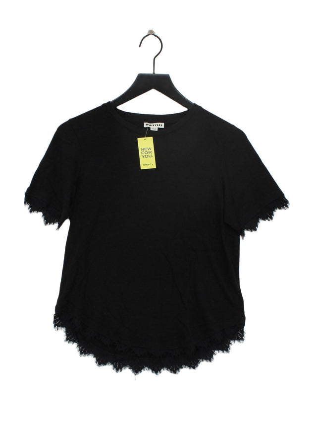 Whistles Women's T-Shirt UK 10 Black 100% Linen