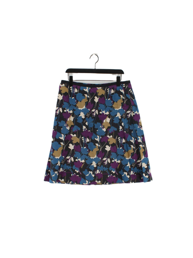 Laura Ashley Women's Midi Skirt UK 16 Multi Linen with Cotton