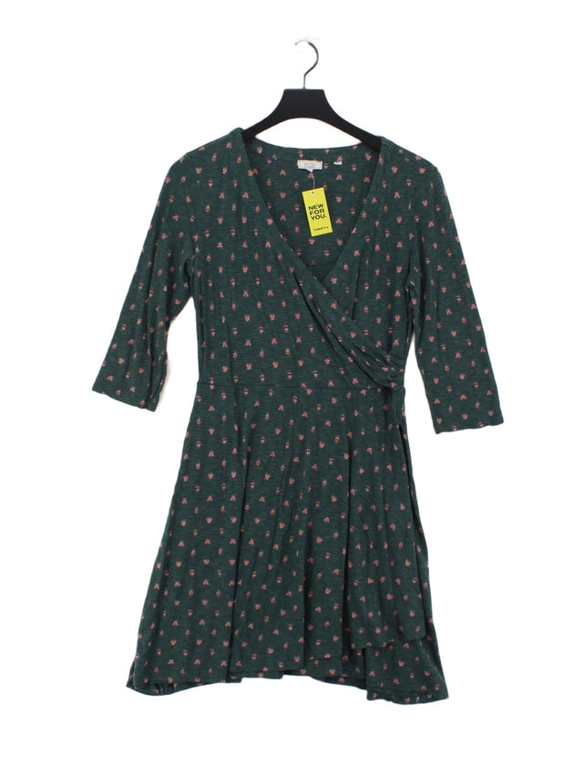FatFace Women's Midi Dress UK 12 Green Viscose with Cotton, Linen, Lyocell Modal