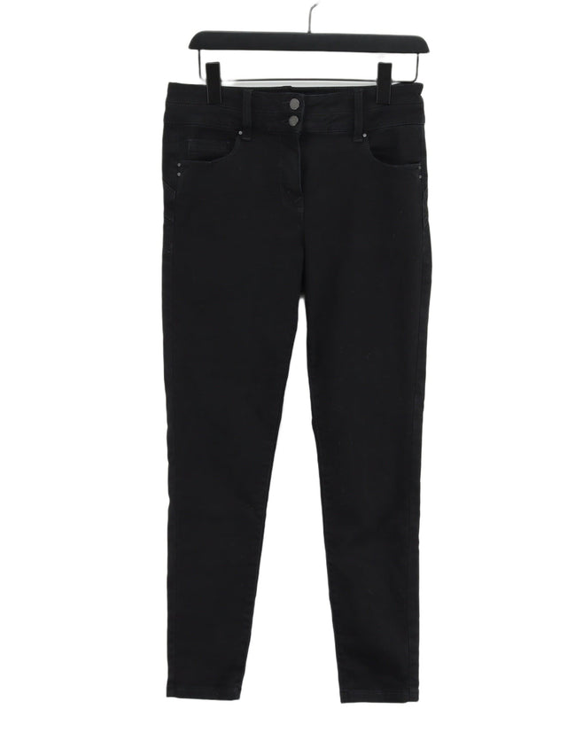 Next Women's Jeans UK 12 Black Cotton with Elastane, Polyester