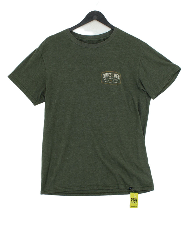Quiksilver Men's T-Shirt M Green Cotton with Polyester