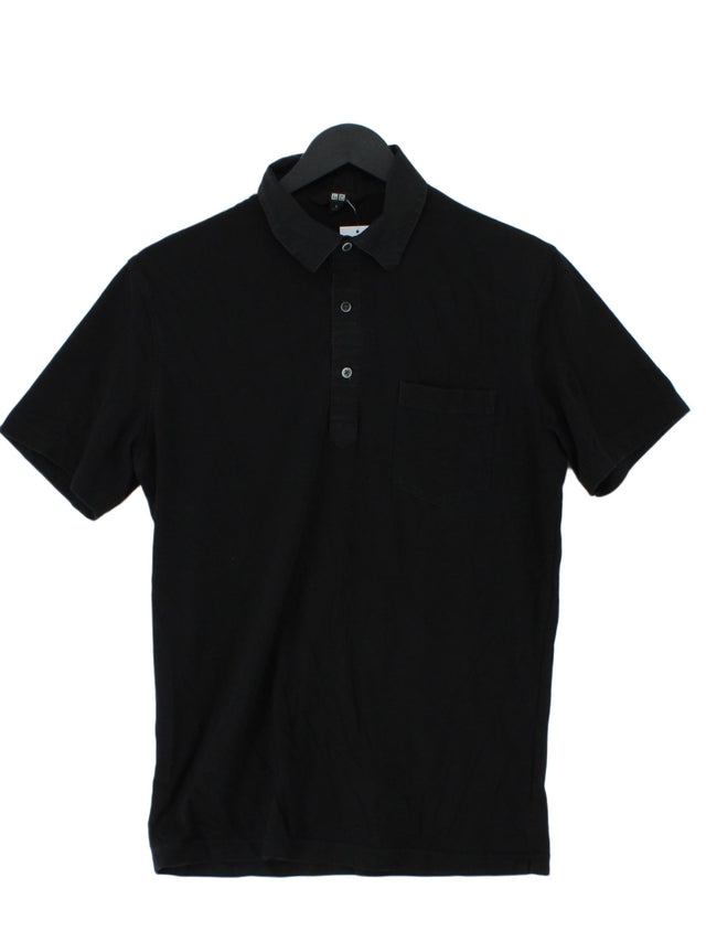 Uniqlo Women's Polo S Black 100% Cotton