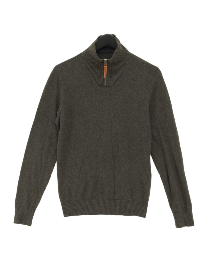 FatFace Men's Jumper XS Green Cotton with Cashmere