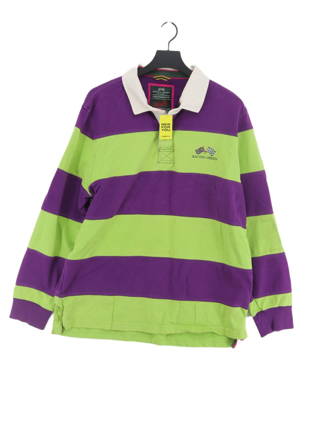 Racing Green Men's Polo XL Purple 100% Cotton