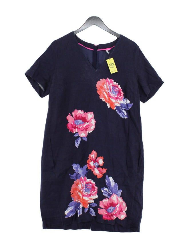 Joules Women's Midi Dress UK 16 Blue Other with Polyester, Viscose